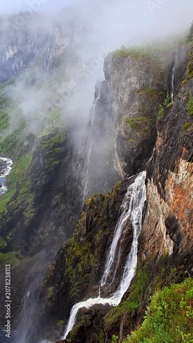 Voringsfossen waterfall, one of the most famous in Norway. Located between the Hardangerfjord and the Hardangervidda plateau