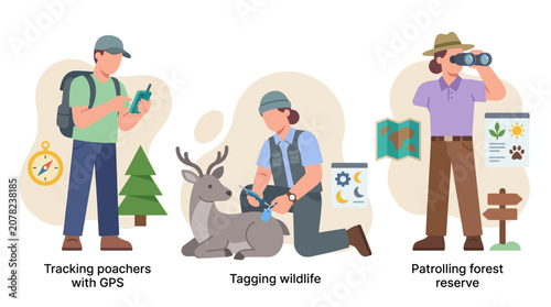 Konstfotografi Wildlife conservationists protect animals and forests using technology and observation