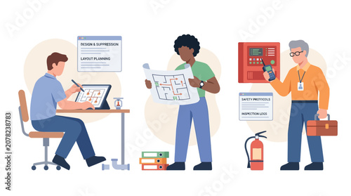 Fire safety planning, inspection, and prevention with team collaboration.