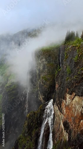 Voringsfossen waterfall, one of the most famous in Norway. Located between the Hardangerfjord and the Hardangervidda plateau