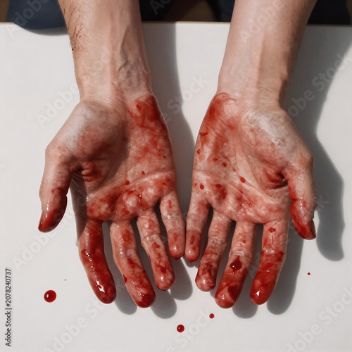 Storybook Illustration Blood Butcher. Bloody Hands