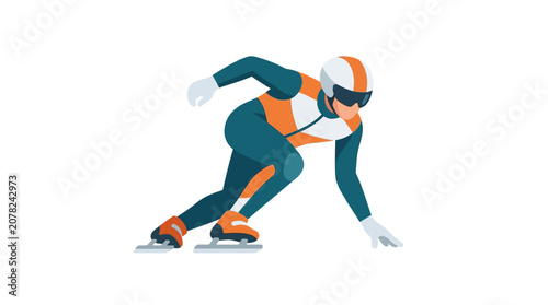 Speed skater in action, racing on ice, dynamic pose, winter sports