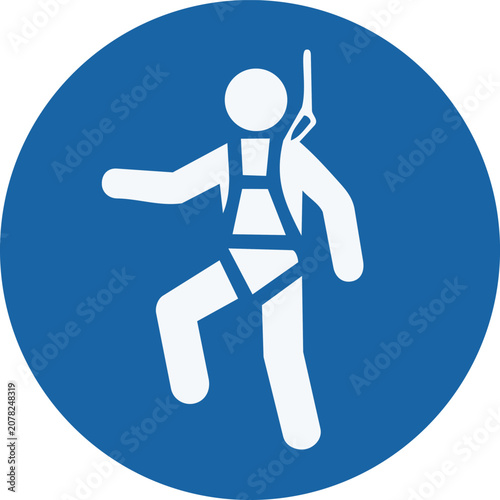 Cuadro en lienzo Safety harness required sign vector icon – fall protection mandatory symbol