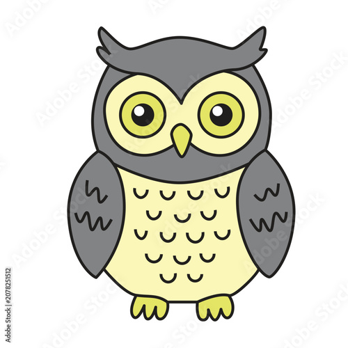 Cute hand-drawn doodle owl character design element vector on white