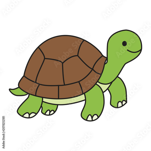 Cute cartoon turtle element vector illustration, doodle animal art