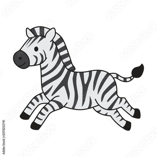 Cute cartoon zebra running fast doodle animal element vector graphic