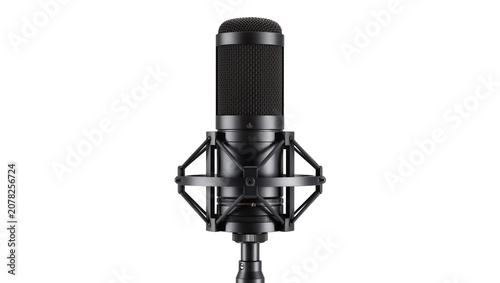 Konstfotografi Isolated professional studio condenser microphone with shock mount for audio rec