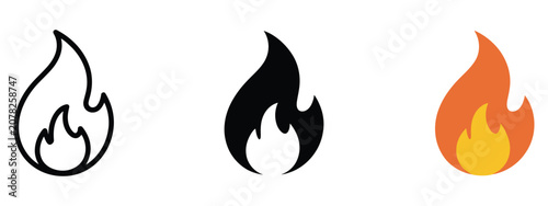 Fotografie Fire flame icon representing burning symbol for heat energy power and fire eleme