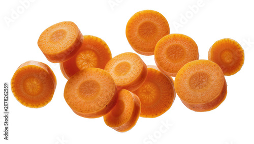 Foto Isolated fresh organic carrot slices showing texture and vibrant color for healt