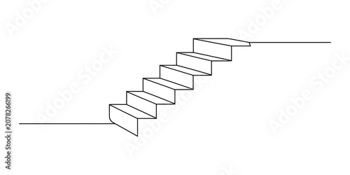 Tableau sur toile Minimalist continuous line drawing of a staircase leading upwards Vector, illust
