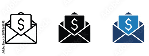 Photos Money envelope icon showing salary income and cash transfer for banking payroll