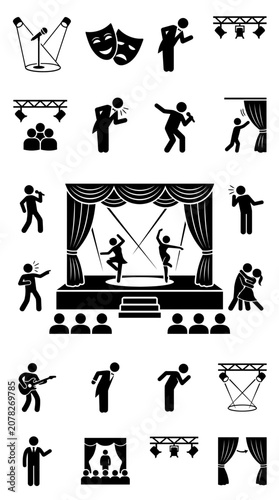 Performance Icons: Stage, Dance, Music, Theater, Audience, Spotlight