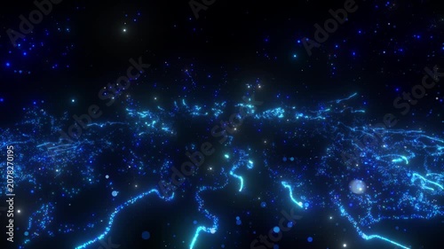 4K Blue Particle Energy Dome Background Animation, Glowing Plasma Shield with Expanding Light Wave for Motion Graphics, Sci-Fi and Technology Visuals