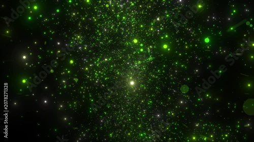 4K Green Energy Particle Portal Background Animation, Glowing Plasma Light Gate with Sparkling Dust on Black for Motion Graphics, Overlays and Intros
