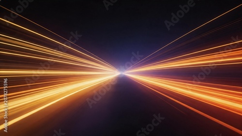Abstract light streaks converging in space