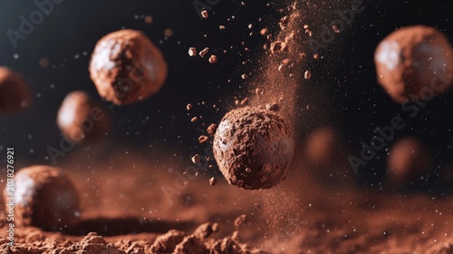floating chocolate truffles generative ai