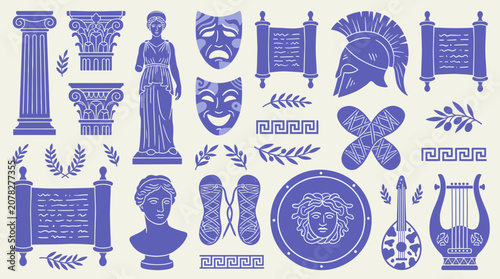 Canvastavla Classical Greek style elements represent ancient culture with symbols of artistr