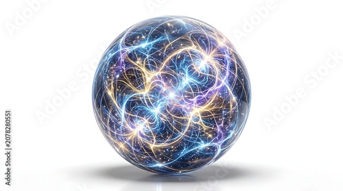Glowing abstract energy sphere with electric lightning arcs lightning electricity abstract electric technology