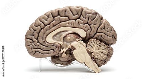 Cross section of human brain anatomy model with biological neurology scientific cerebrum cerebellum healthcare