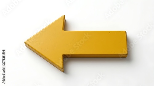 Single solid yellow directional arrow pointing left isolated with direction navigation isolated pointing
