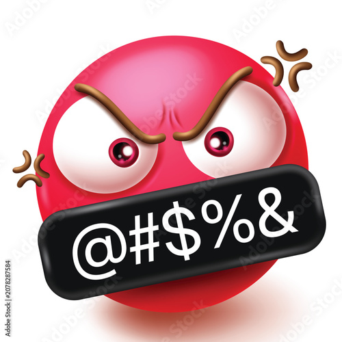 Fotografie Angry face emoticon clipart 3D character