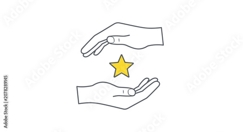 Hands holding a shining golden star.