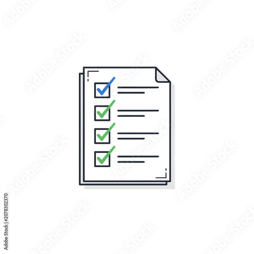 Minimalist Line Art Checklist Document Icon Representing Task Completion and Efficient Project Management Workflow