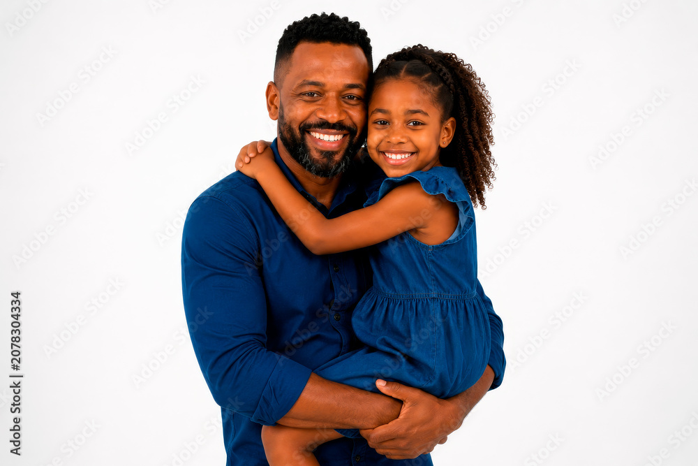 Obraz premium Father holding his daughter in his arms during a Father's Day celebration.