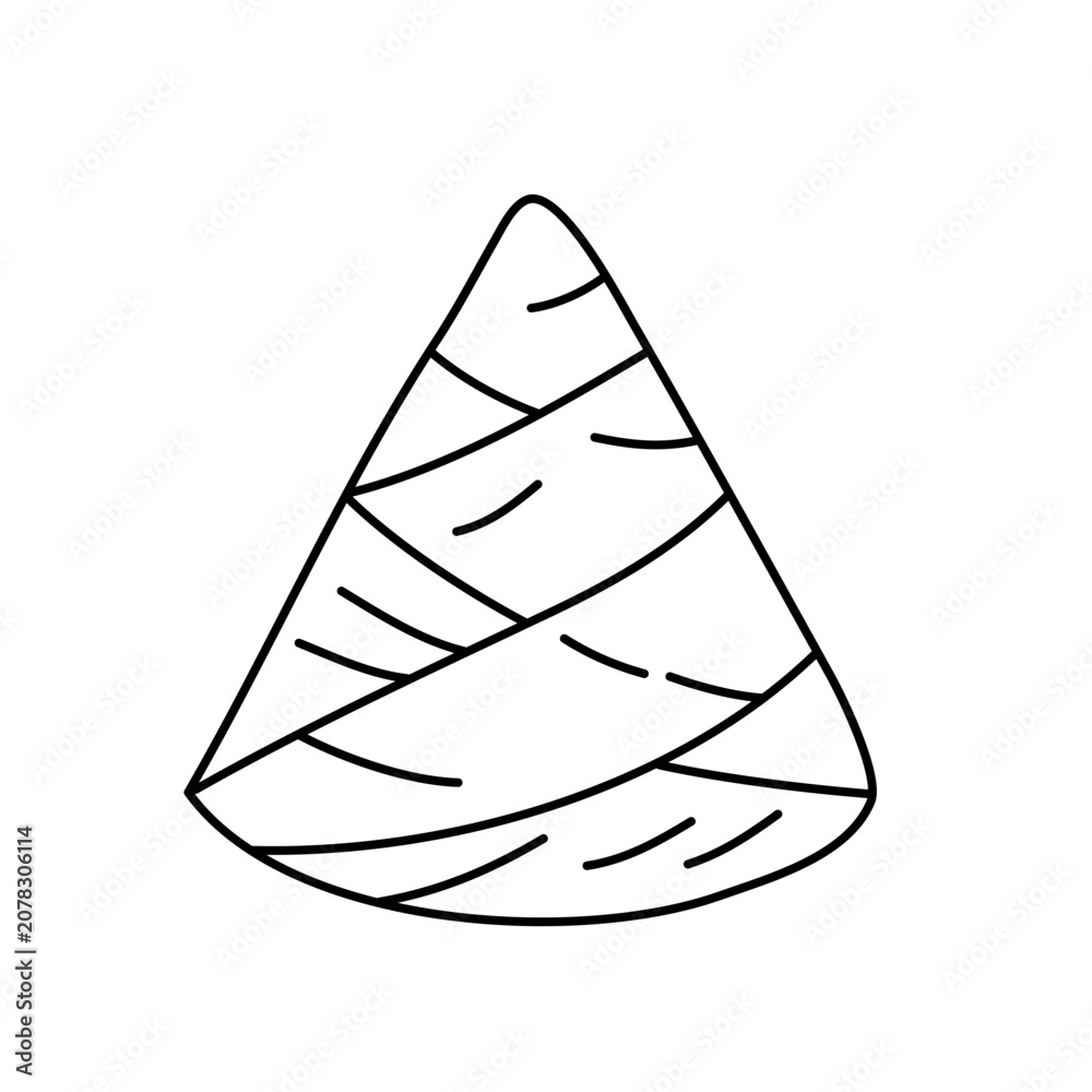 Fototapeta premium Hand drawn banana leaf cone icon doodle vector Indonesian traditional food wrapper outline