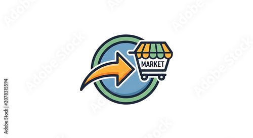 E-Commerce Market Arrow Icon for Business and Online Shopping Navigation
