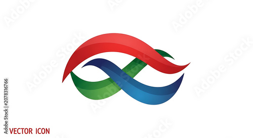 Abstract Colorful Wave Logo Design with Red Green and Blue Intertwining Swoosh Curves for Modern Corporate Branding