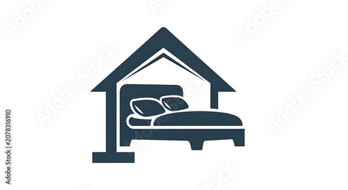 Minimalist Home Bed Icon Illustrating Comfortable Stay and Hospitality Services for Travel Booking and Accommodation Websites