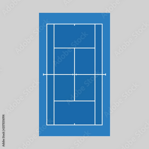 Minimal Blue Tennis Court Layout Top View Vector for Social Media Ad Vertical Story Tournament Marketing Design Space