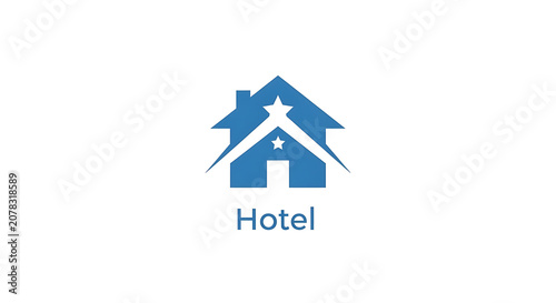 Blue Hotel Logo Icon with Star Elements for Lodging and Accommodation Service