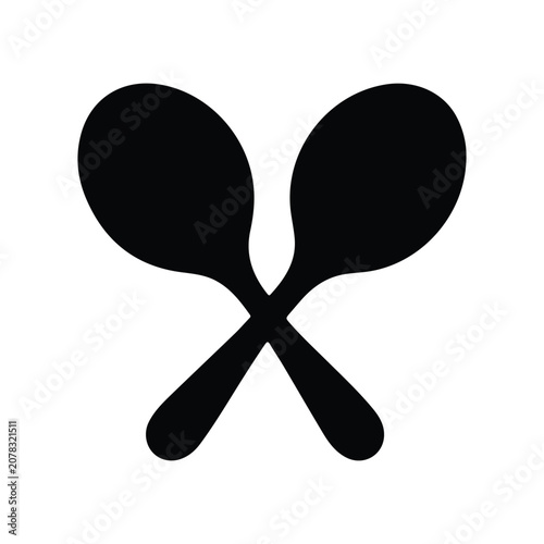 Cuadro en lienzo Crossed maracas, rumba shakers vector icon