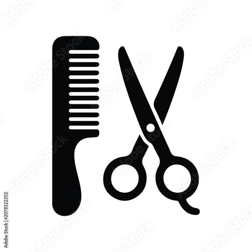 Hairdresser or scissors hairbrush icon. comb and scissors icon. haircut place mark. vector