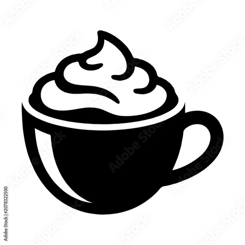 Single Matcha Latte Silhouette Icon Vector – Black Tea Beverage Symbol Isolated on White Background EPS