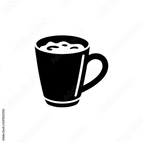 Single Matcha Latte Silhouette Icon Vector – Black Tea Beverage Symbol Isolated on White Background EPS