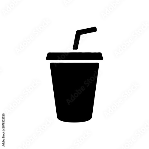 Single Matcha Latte Silhouette Icon Vector – Black Tea Beverage Symbol Isolated on White Background EPS