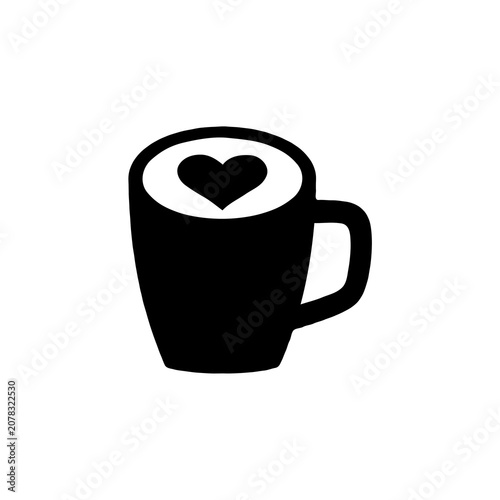 Single Matcha Latte Silhouette Icon Vector – Black Tea Beverage Symbol Isolated on White Background EPS