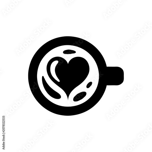 Single Matcha Latte Silhouette Icon Vector – Black Tea Beverage Symbol Isolated on White Background EPS