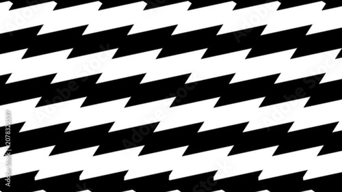 Moving black and white horizontal zigzag lines shift continuously in an optical illusion pattern.