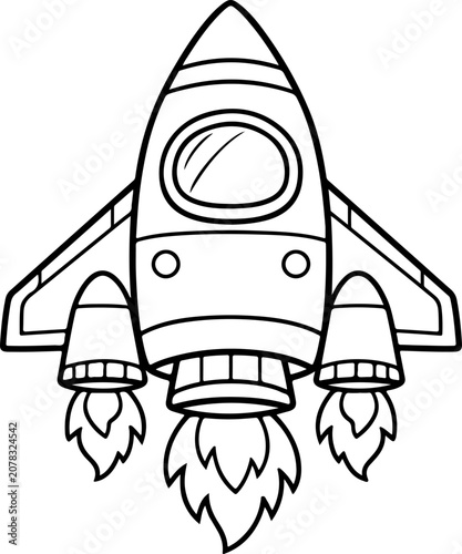futuristic space ship cartoon outline hand drawn Line Art illustration doodle art coloring page for kids