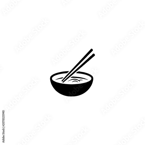 Single Ramen Bowl Black Silhouette Vector Icon Japanese Food Symbol Isolated on White Background EPS