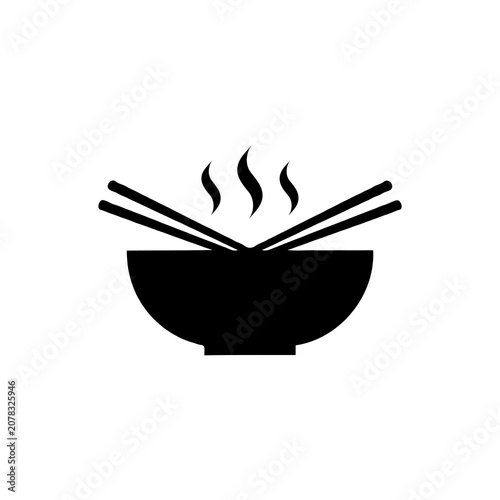 Single Ramen Bowl Black Silhouette Vector Icon Japanese Food Symbol Isolated on White Background EPS