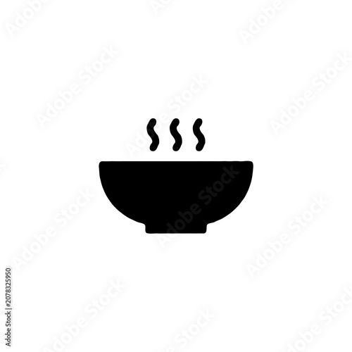 Single Ramen Bowl Black Silhouette Vector Icon Japanese Food Symbol Isolated on White Background EPS