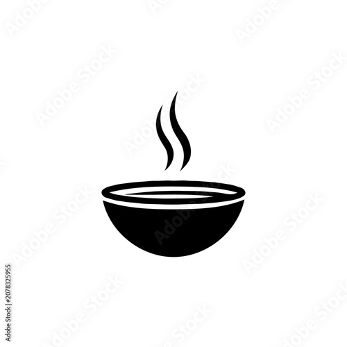 Single Ramen Bowl Black Silhouette Vector Icon Japanese Food Symbol Isolated on White Background EPS