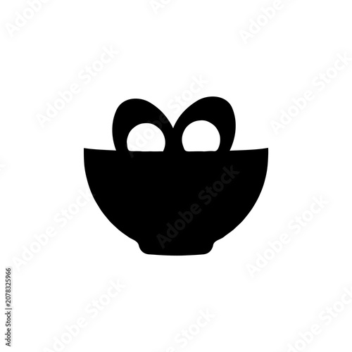 Single Ramen Bowl Black Silhouette Vector Icon Japanese Food Symbol Isolated on White Background EPS