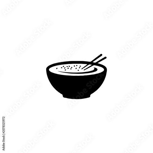 Single Ramen Bowl Black Silhouette Vector Icon Japanese Food Symbol Isolated on White Background EPS