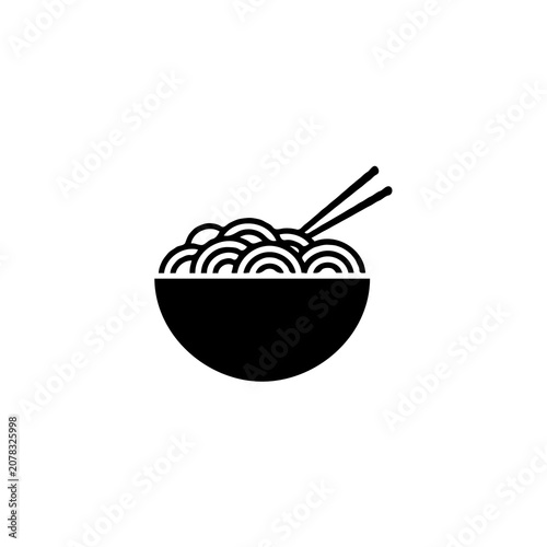 Single Ramen Bowl Black Silhouette Vector Icon Japanese Food Symbol Isolated on White Background EPS